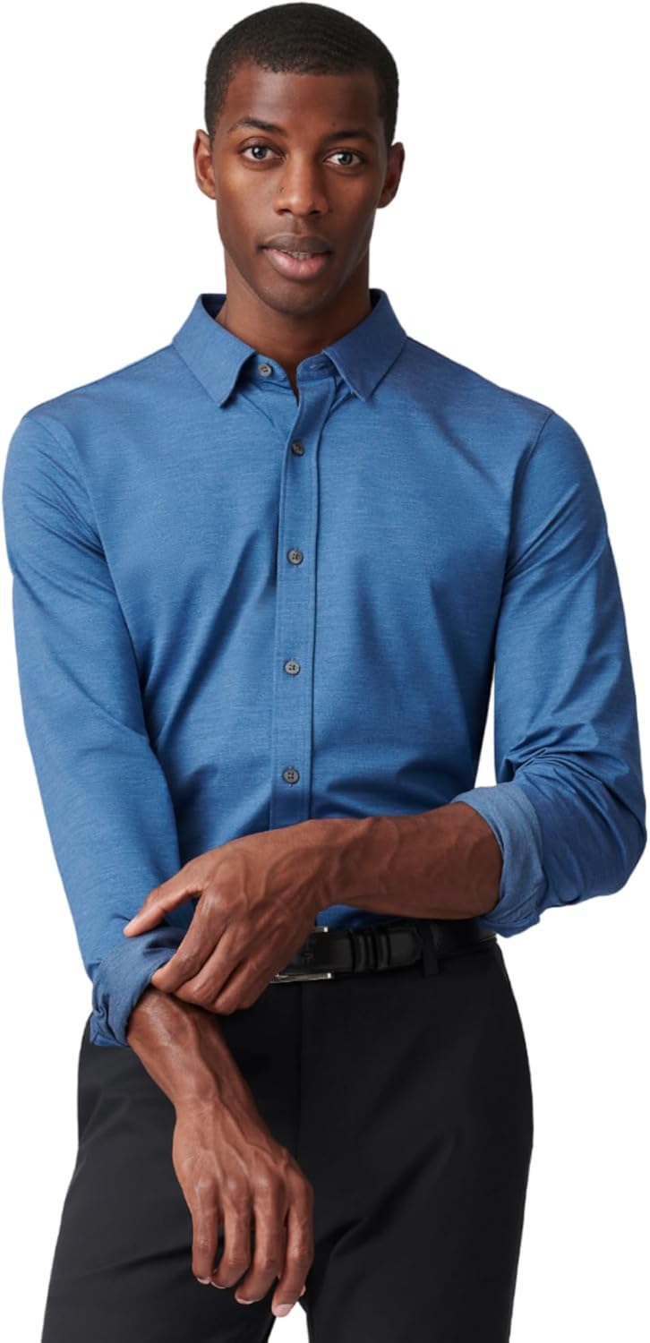 Men's Commuter Shirt, Performance Dress Shirts for Men, Machine Washable, Wrinkle Resistant, Slim Fit Button down Shirt