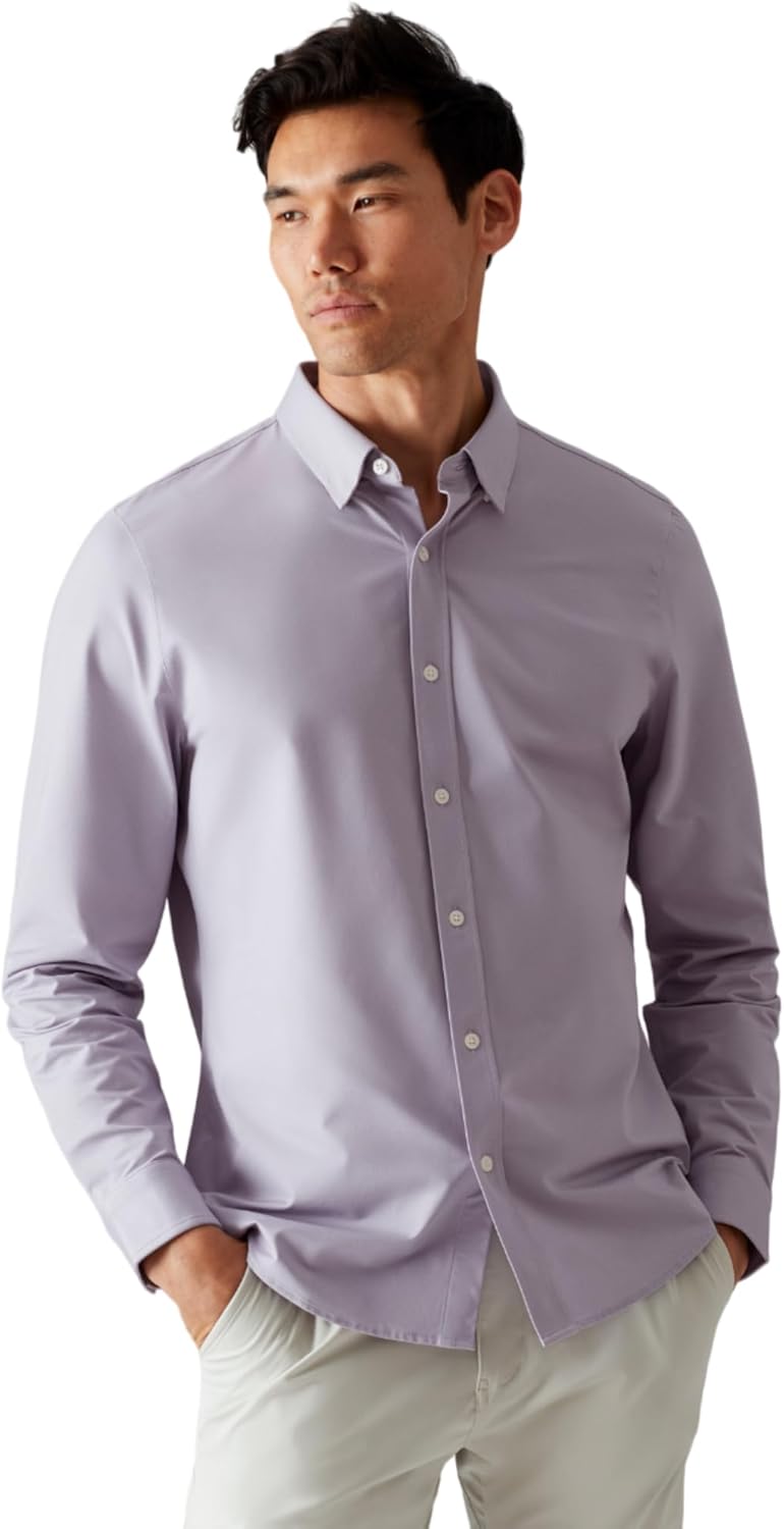 Men's Commuter Shirt, Performance Dress Shirts for Men, Machine Washable, Wrinkle Resistant, Slim Fit Button down Shirt