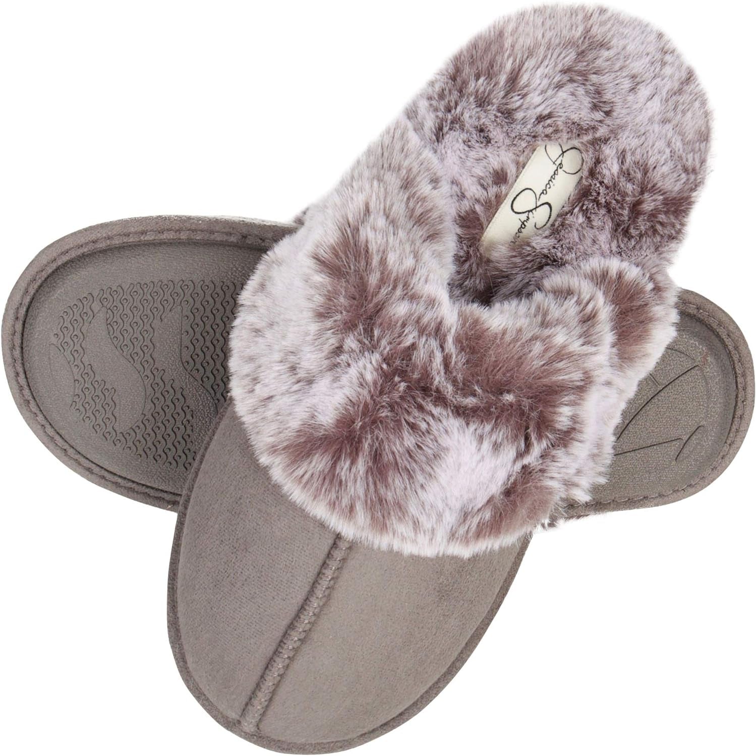 Indulge in Luxury: Jessica Simpson Women's Cozy Pink Faux Fur Memory Foam Slippers with Anti-Skid Soles