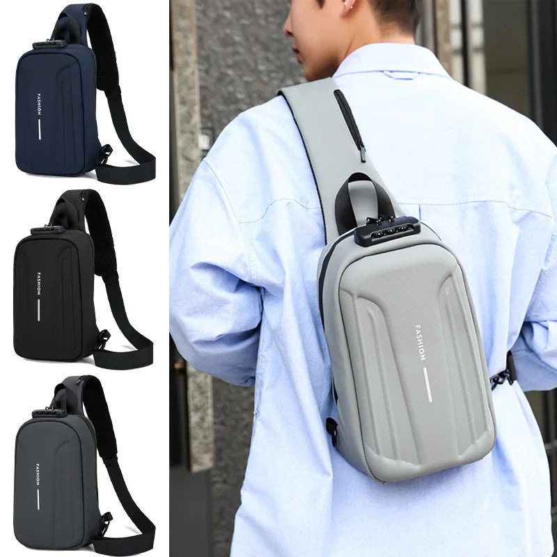 Anti-Theft Travel Chest Bag password lock hard shell one shoulder bag for men mini waterproof male backpack boys crossbody bags - Kiki of DC Styles Store
