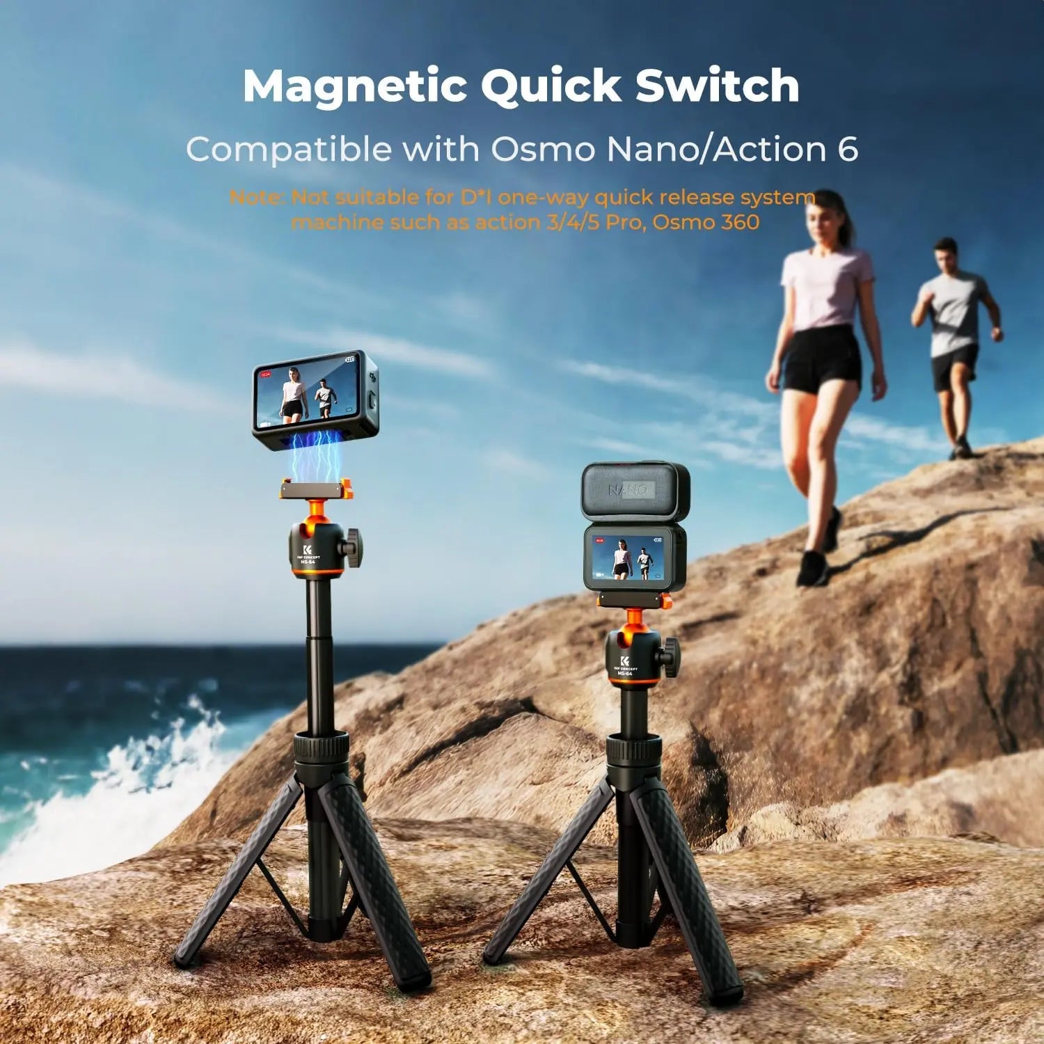Capture stunning moments with the K&F CONCEPT 25.6" Magnetic Quick Release Tripod! Perfect for your DJI Osmo Nano/Action 6, this 2-in-1 extendable handle and 360° ball head selfie stick is a must-have for vloggers and content creators! 📸✨ #Vlogging #Photography #Tripod