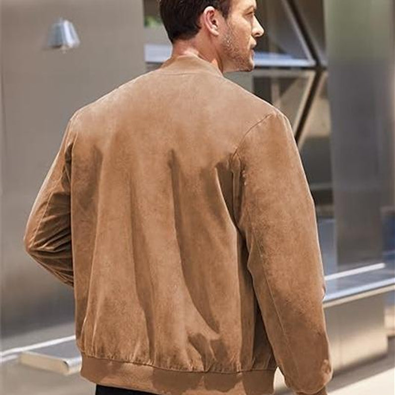 COOFANDY Men'S Casual Sports Jacket Retro Lightweight Suede Baseball Jacket, Fashionable Street Style Jacket, Suede Fabric Fashionable Comfortable Jacket, Men'S Top Coat, Men'S Jacket Coat - Kiki of DC Styles Store