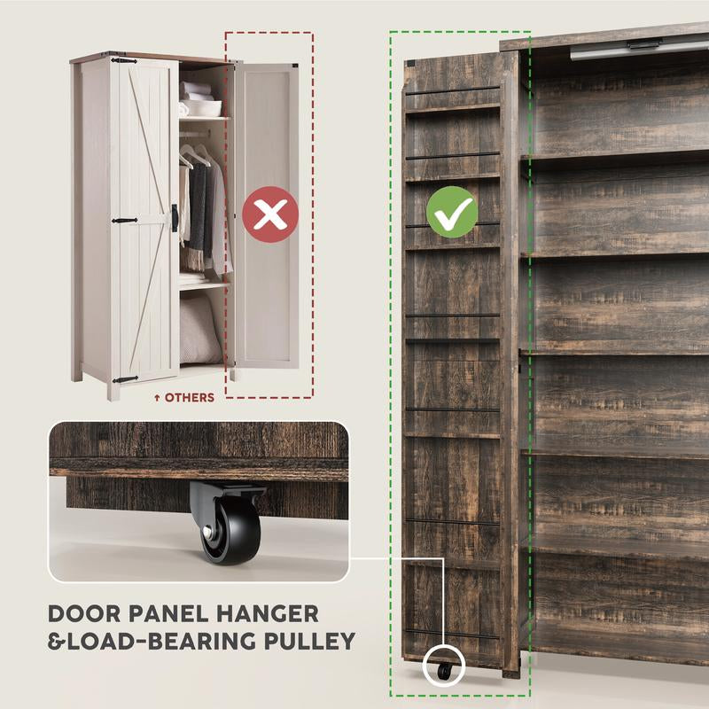 71" Kitchen Pantry Storage Cabinets with Farmhouse Doors, Adjustable Shelves for Space in Dining or Living Room, Modern Furniture Organization Closet - Kiki of DC Styles Store