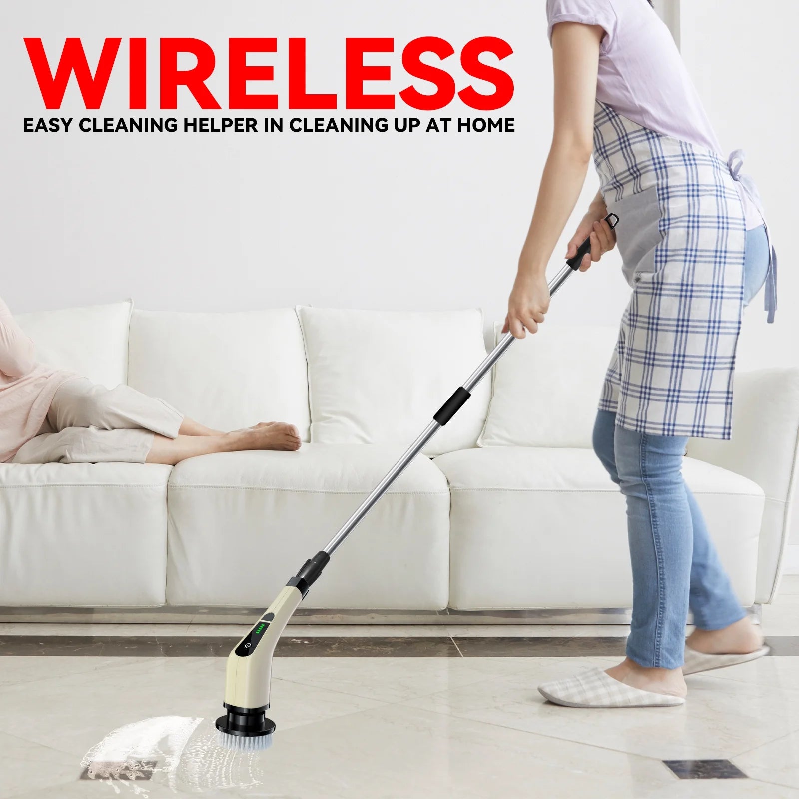 Electric Spin Scrubber, Cordless Bath Tub Power Scrubber with Long Handle & 7 Replaceable Heads, Shower Cleaning Brush Household Tools for Bathroom & Tile Floor - Kiki of DC Styles Store