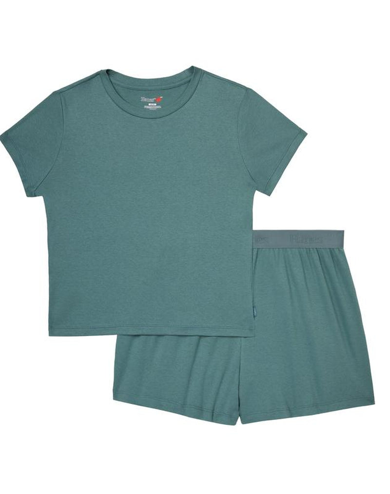 Hanes Originals Women's Supersoft Ribbed 2-Piece Lounge Set - Cropped Baby Doll Tee & Comfy Sleep Shorts