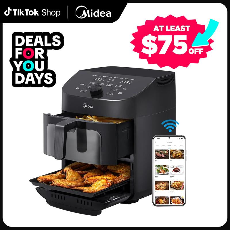 Midea 8 in 1 Dual Air Fryer, Deals for You Days, Gift, 11 Quart with 2 Independent Frying Baskets , Sync Finish, Wi-Fi Connectivity & 50+ App Recipes for Family-Sized Meals - Kiki of DC Styles Store