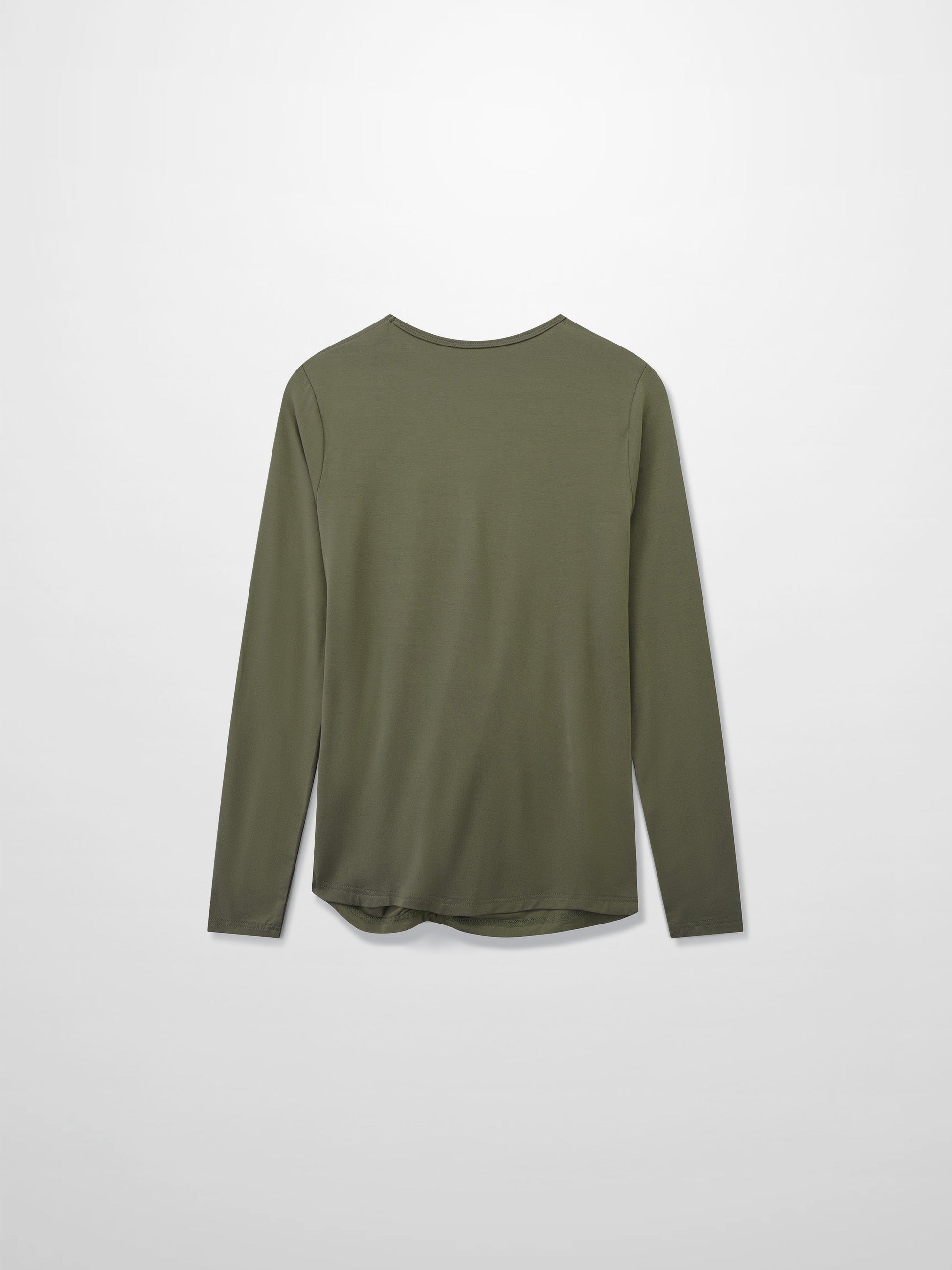 Curved Gathered Detailed T-Shirt-Olive-2