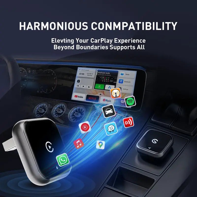 2026 Latest Model 2 in 1 Wireless Carplay Adapter, for Both Apple and Android, Converts Wired to Wireless,Fast Connection, No Latencye