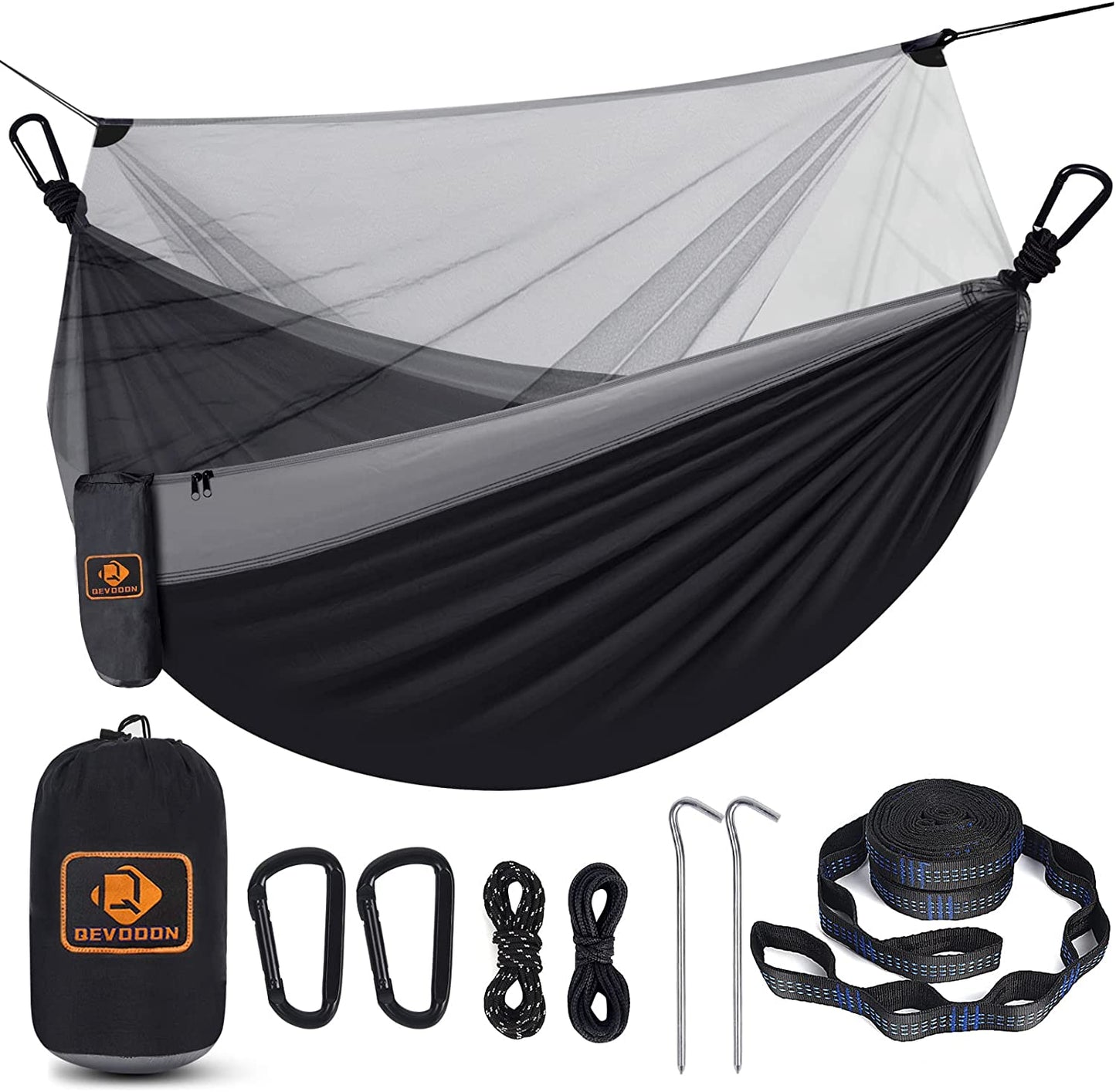 Camping Hammock with Net,Travel Portable Lightweight Hammocks with Tree Straps and Solid D-Shape Carabiners,Parachute Nylon Hammock for Outsides Backpacking Beach Backyard Patio Hiking - Kiki of DC Styles Store
