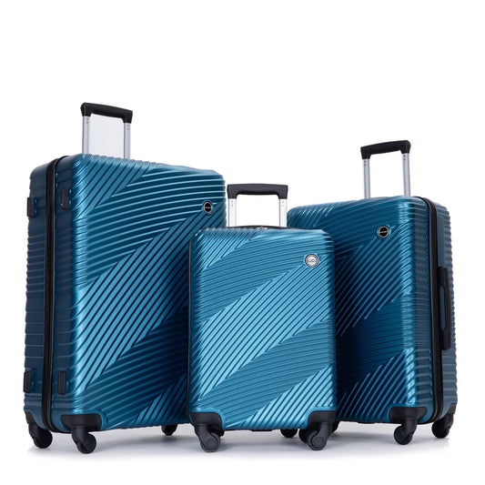 Luggage 3 Piece Set,Suitcase with Spinner Wheels Hardside Lightweight Luggage 20In24In28In.(Blue)