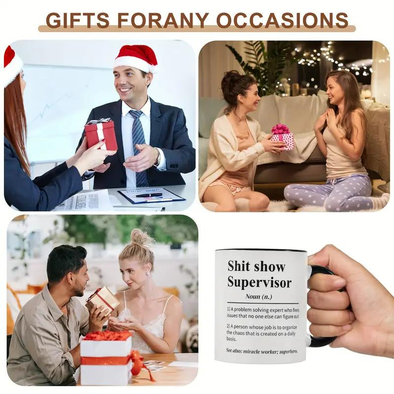 Sh*T Show Supervisor Mug, Gift for Boss, Team Manager Gift, Director Gift, Boss Appreciation Gift, 11Oz Ceramic Coffee Mug, Summer and Winter Beverage Container, Home Kitchen Supplies Drinkware Cup Tumbler Iced Coffee Cups Matcha Kit Set - Kiki of DC Styles Store