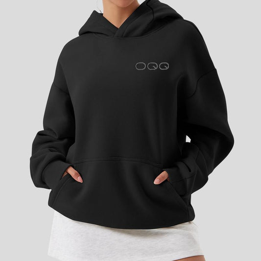 OQQ Women'S Hooded Pullover Sweatshirt - Long Sleeve - Fashionable Fall/Winter Top with Front Pockets Design - Kiki of DC Styles Store