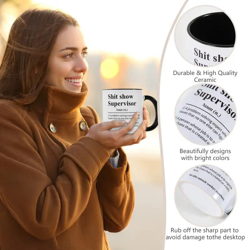 Sh*T Show Supervisor Mug, Gift for Boss, Team Manager Gift, Director Gift, Boss Appreciation Gift, 11Oz Ceramic Coffee Mug, Summer and Winter Beverage Container, Home Kitchen Supplies Drinkware Cup Tumbler Iced Coffee Cups Matcha Kit Set - Kiki of DC Styles Store
