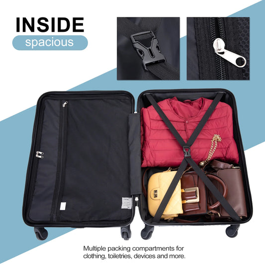 Luggage 3 Piece Set,Suitcase with Spinner Wheels Hardside Lightweight Luggage 20In24In28In.(Aqua Blue)