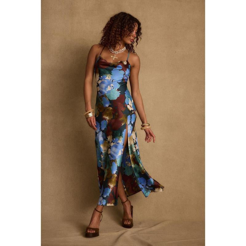 Stunning Natalia Blue Floral Maxi Dress for Effortless Elegance - Kiki of DC Styles Store