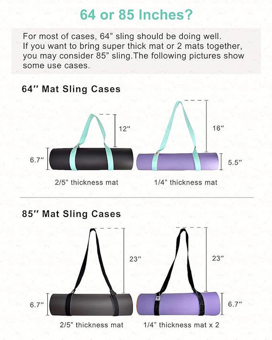 Yoga Mat Holder (Mat Not Incl.), Adjustable Yoga Mat Carrier, Turquoise - Kiki of DC Styles Store