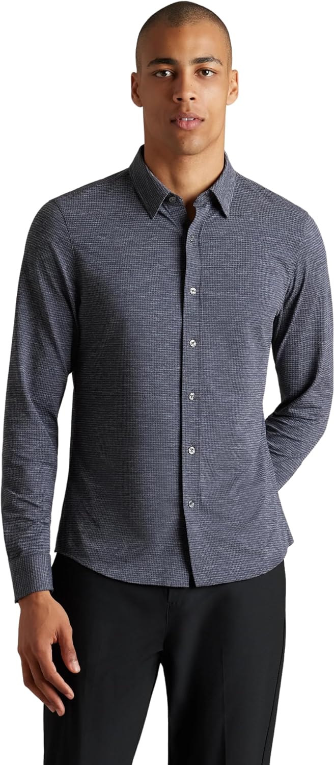 Men's Commuter Shirt, Performance Dress Shirts for Men, Machine Washable, Wrinkle Resistant, Slim Fit Button down Shirt