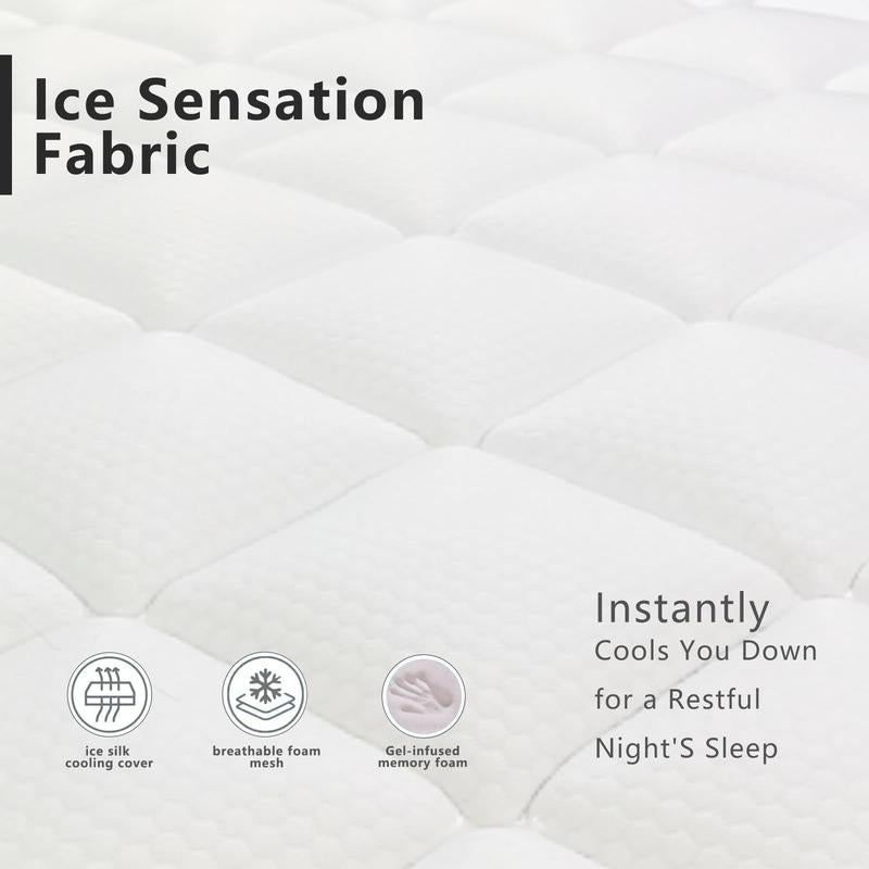 Hybrid Queen Size Cooling Gel Memory Foam Mattress, 10 Inch Soft Mattress with Independent Spring Support for Pressure Relief & Medium Firmness Ideal for Back Sleepers - Kiki of DC Styles Store