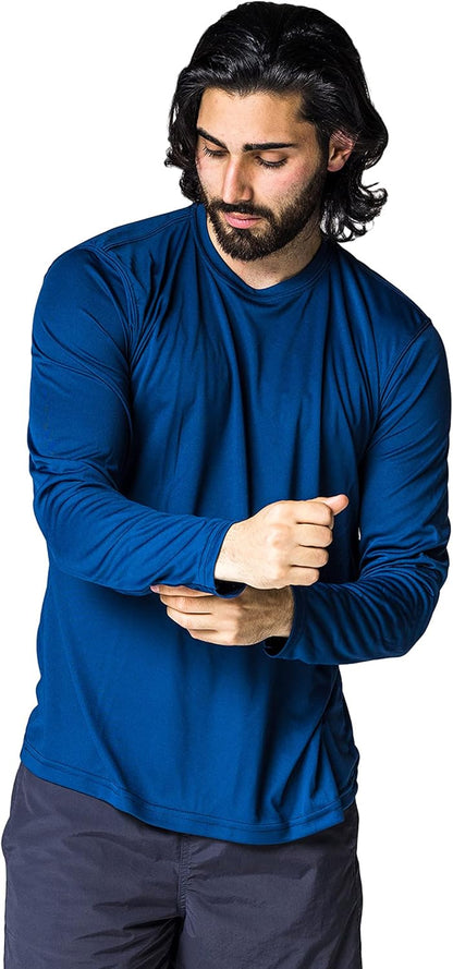 Stay Protected and Stylish with Our Men's UPF 50+ Long Sleeve Outdoor T-Shirt - Perfect for Fishing, Running, Hiking, and Swimming