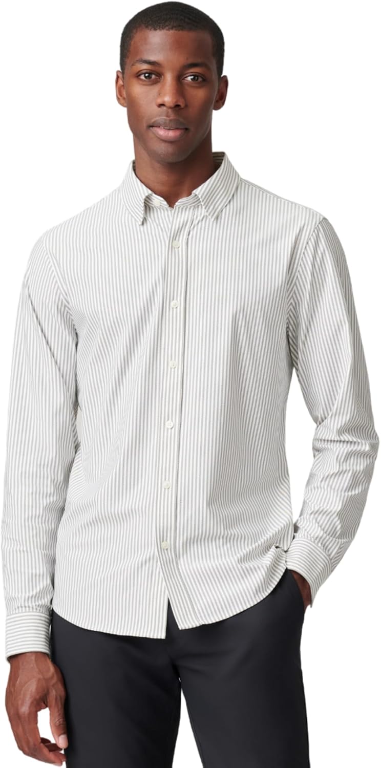 Men's Commuter Shirt, Performance Dress Shirts for Men, Machine Washable, Wrinkle Resistant, Slim Fit Button down Shirt