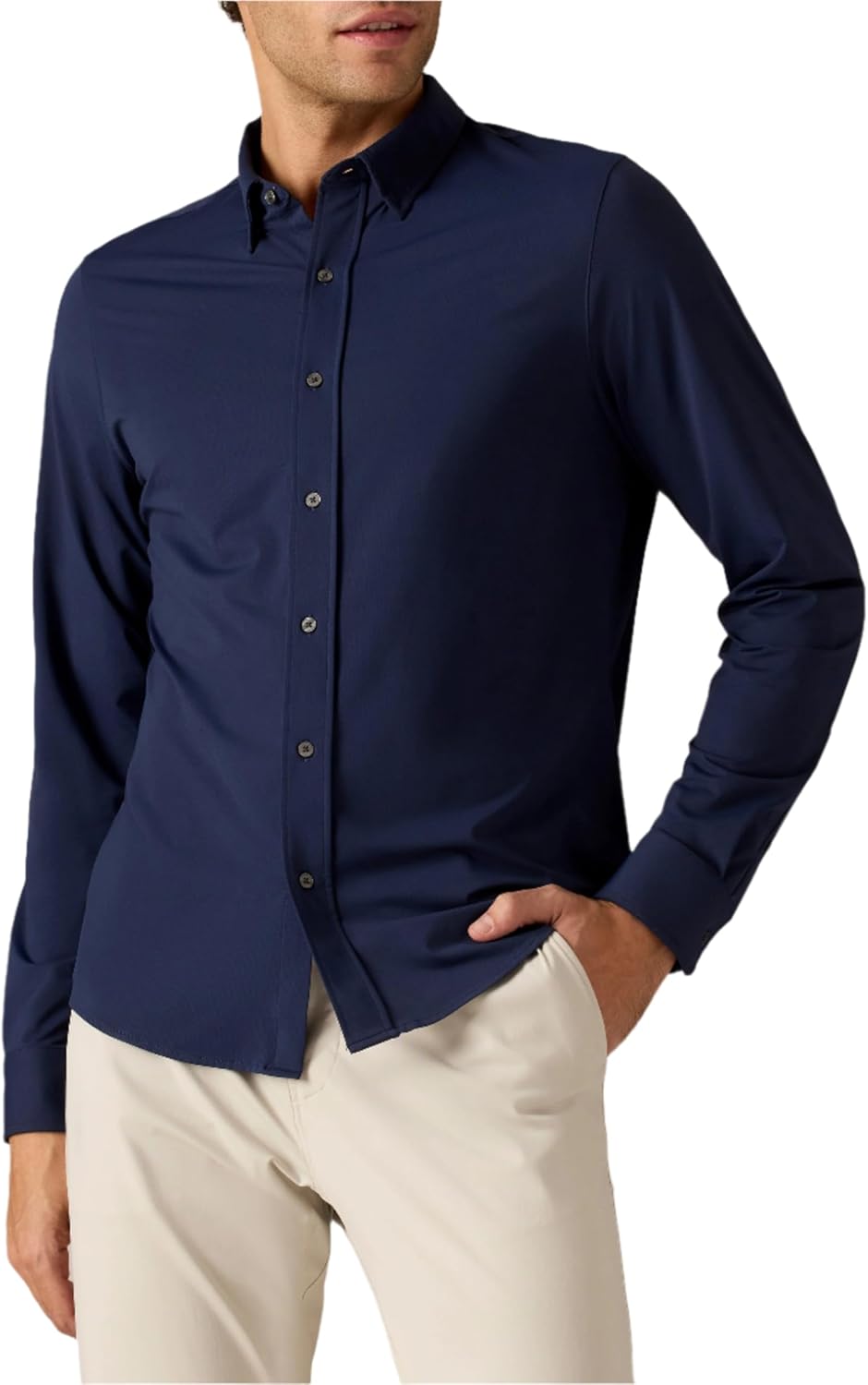 Men's Commuter Shirt, Performance Dress Shirts for Men, Machine Washable, Wrinkle Resistant, Slim Fit Button down Shirt