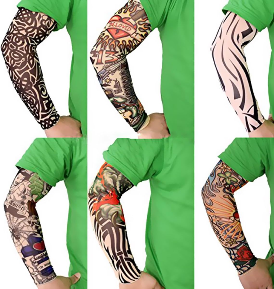 Temporary Tattoo Sleeves Set Arts Temporary Fake Slip on Tattoo Arm Sleeves Kit