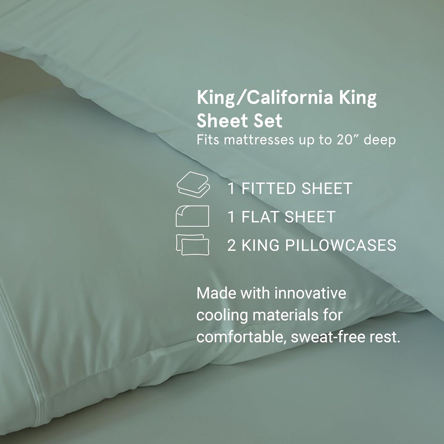 Elevate Your Sleep with SHEEX Original Performance Cooling Sheets Set - King/Cal King in Pearl Blue - Luxurious Moisture-Wicking, Wrinkle-Free Comfort with Fitted Sheet & 2 Pillowcases