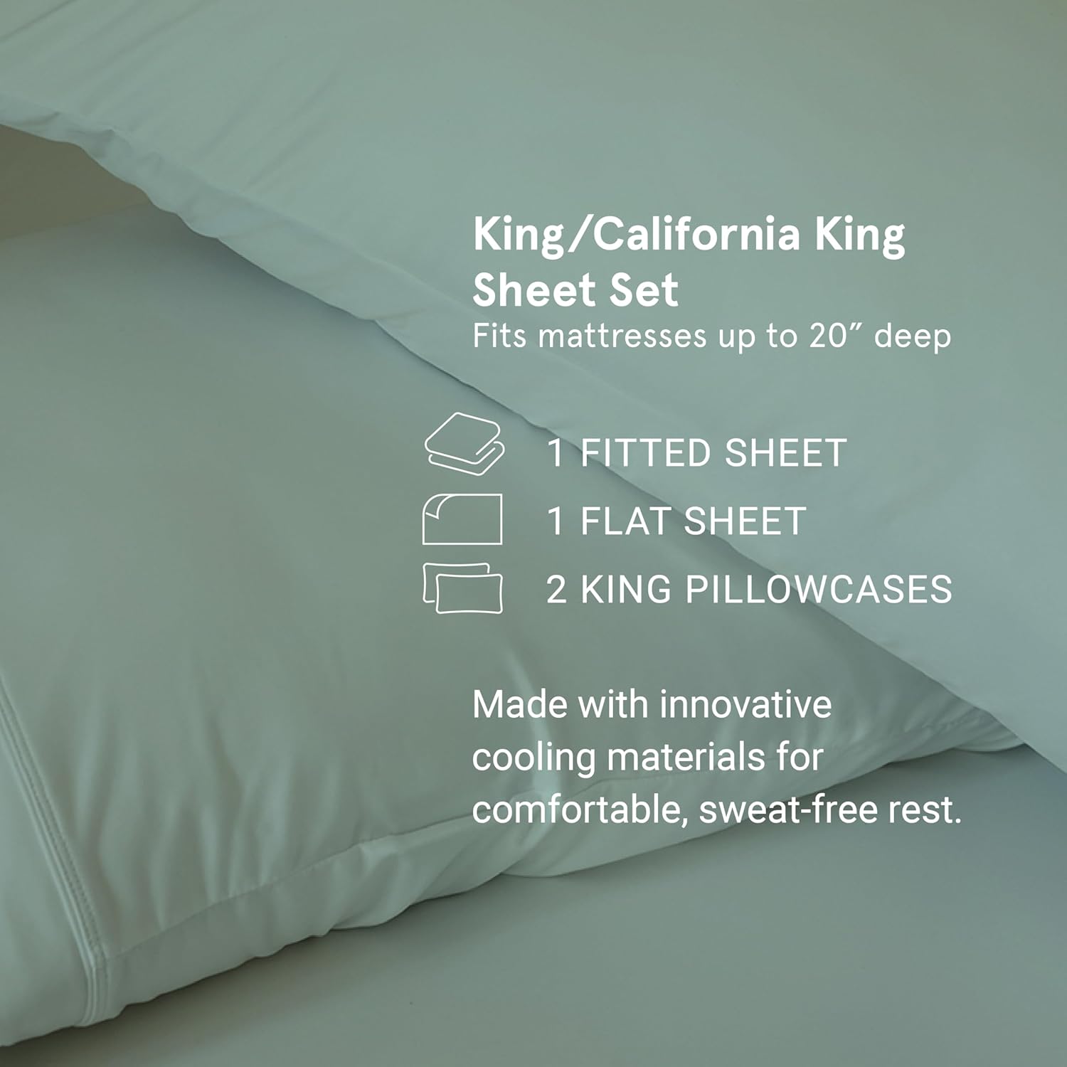 Elevate Your Sleep with SHEEX Original Performance Cooling Sheets Set - King/Cal King in Pearl Blue - Luxurious Moisture-Wicking, Wrinkle-Free Comfort with Fitted Sheet & 2 Pillowcases