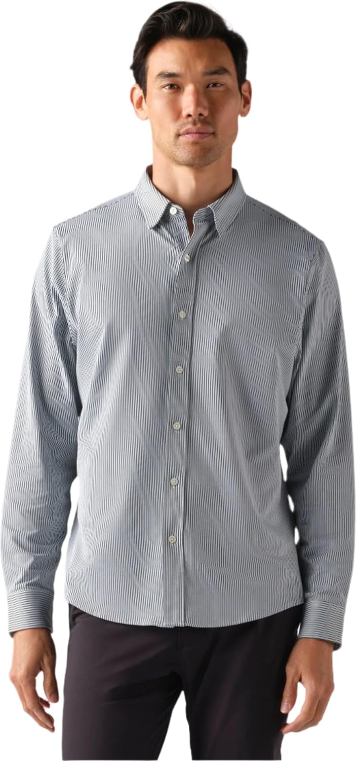 Men's Commuter Shirt, Performance Dress Shirts for Men, Machine Washable, Wrinkle Resistant, Slim Fit Button down Shirt