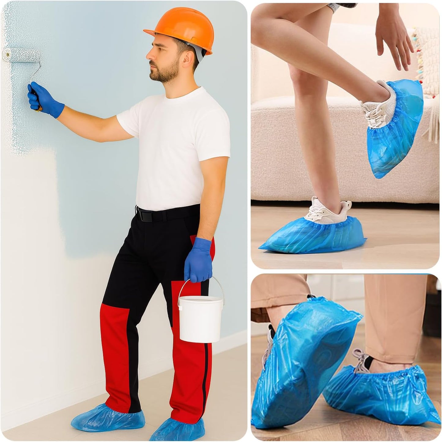 Automatic Shoe Covers Dispenser,200 Pcs Disposable Shoe Cover,Waterproof T Buckle Shoes Cover for Adult and Kids All Sizes,Portable Machine for Indoors/Home/Office, Gold