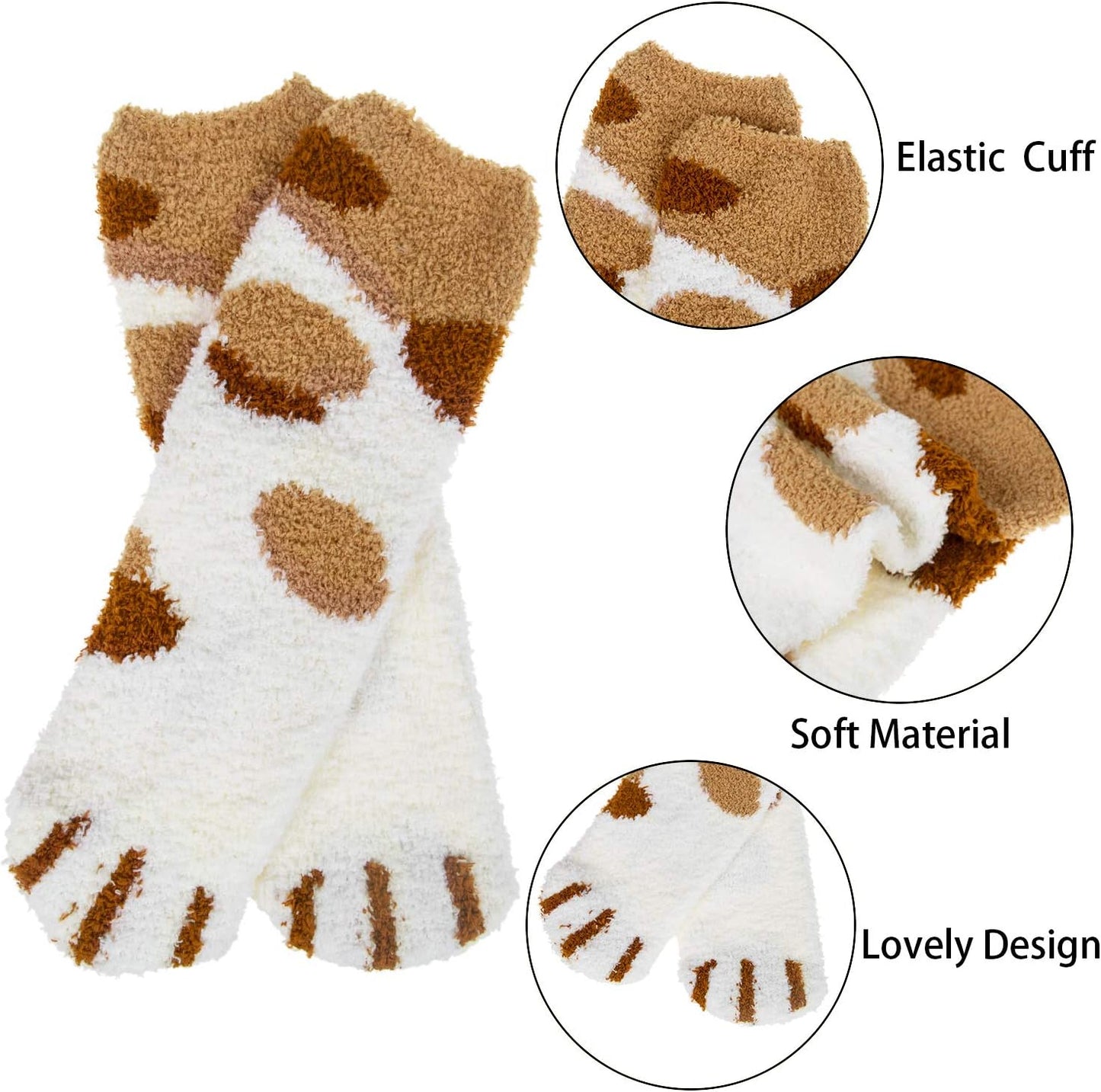 6 Pairs Womens Fuzzy Socks Winter Warm Soft Cozy Fluffy Microfiber House Sleeping Slipper Socks Christmas Gifts