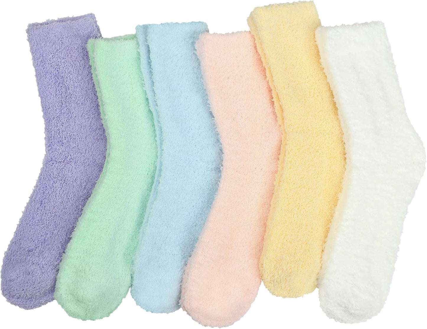 6 Pairs Womens Fuzzy Socks Winter Warm Soft Cozy Fluffy Microfiber House Sleeping Slipper Socks Christmas Gifts