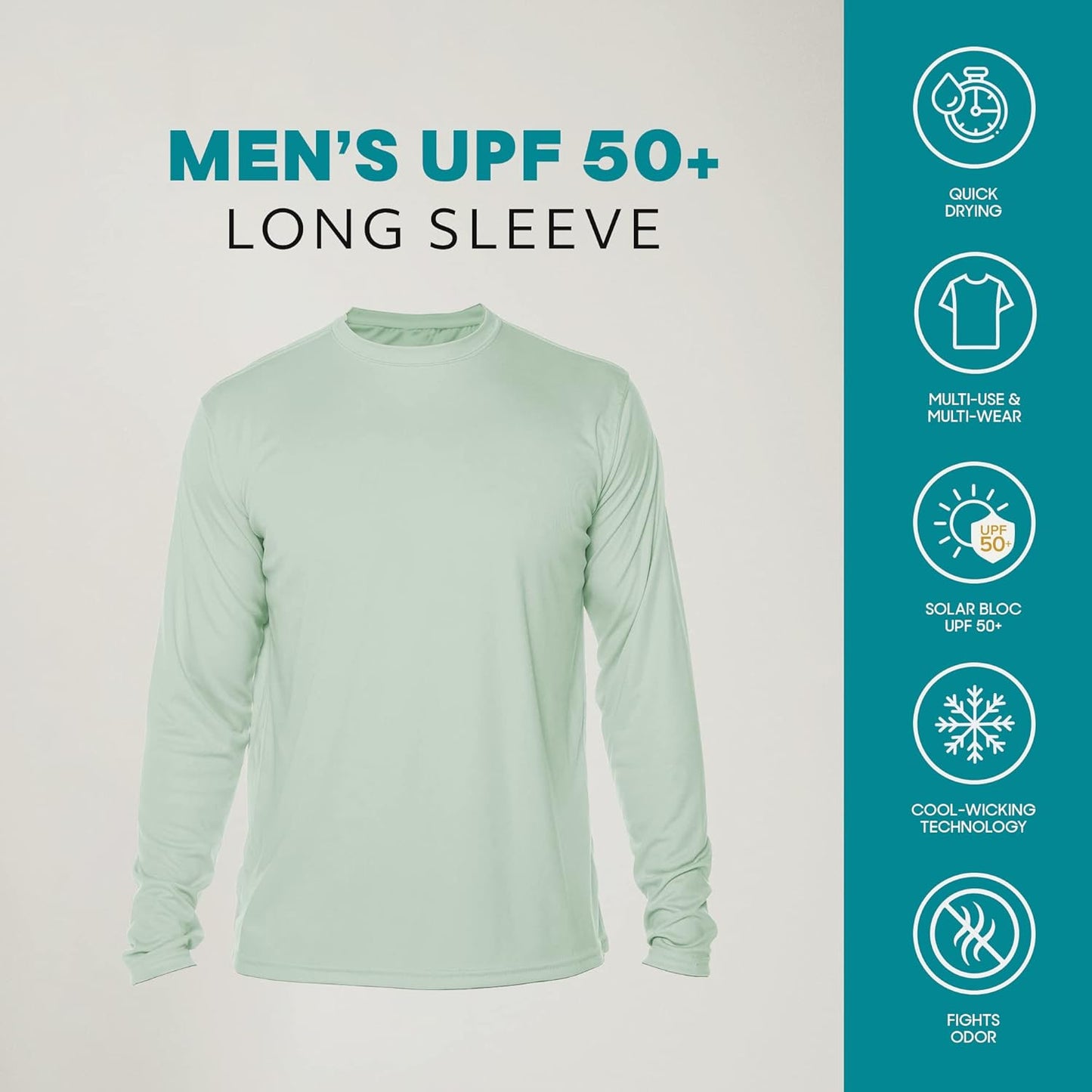 Stay Protected and Stylish with Our Men's UPF 50+ Long Sleeve Outdoor T-Shirt - Perfect for Fishing, Running, Hiking, and Swimming