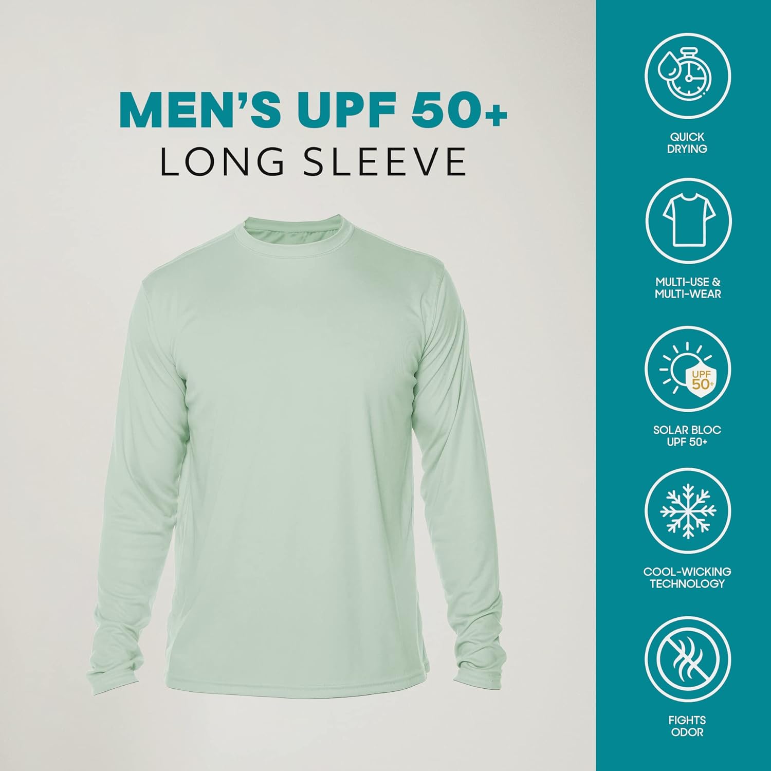 Stay Protected and Stylish with Our Men's UPF 50+ Long Sleeve Outdoor T-Shirt - Perfect for Fishing, Running, Hiking, and Swimming