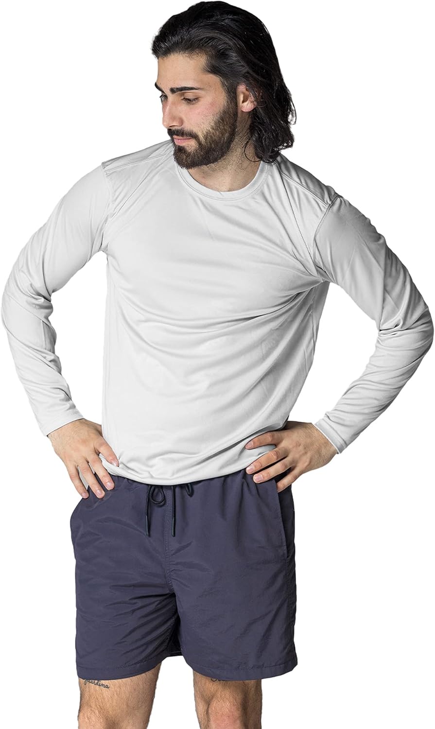 Stay Protected and Stylish with Our Men's UPF 50+ Long Sleeve Outdoor T-Shirt - Perfect for Fishing, Running, Hiking, and Swimming