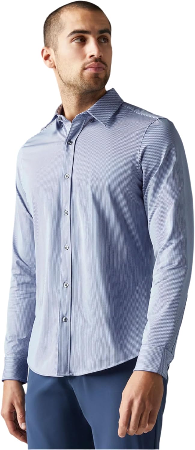 Men's Commuter Shirt, Performance Dress Shirts for Men, Machine Washable, Wrinkle Resistant, Slim Fit Button down Shirt
