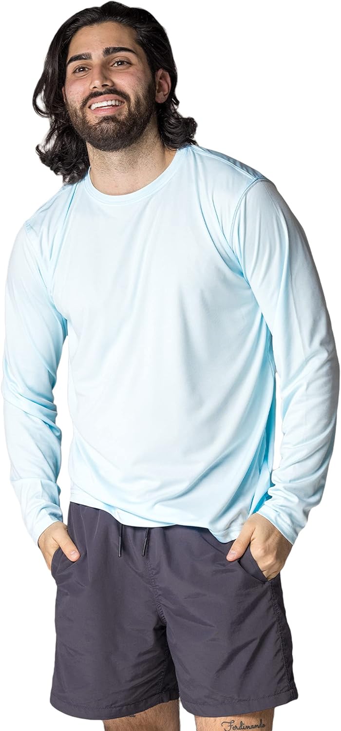 Stay Protected and Stylish with Our Men's UPF 50+ Long Sleeve Outdoor T-Shirt - Perfect for Fishing, Running, Hiking, and Swimming