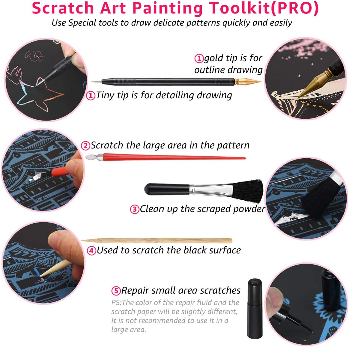 Scratch Art Painting Kits for Adults & Kids, Rainbow Painting Sketch Night View Scratchboard(A4), Crafts Set: 8 Sheets Scratch Cards with 6 Tools in Bag - Creative Craft Art Set (Landmark Building)