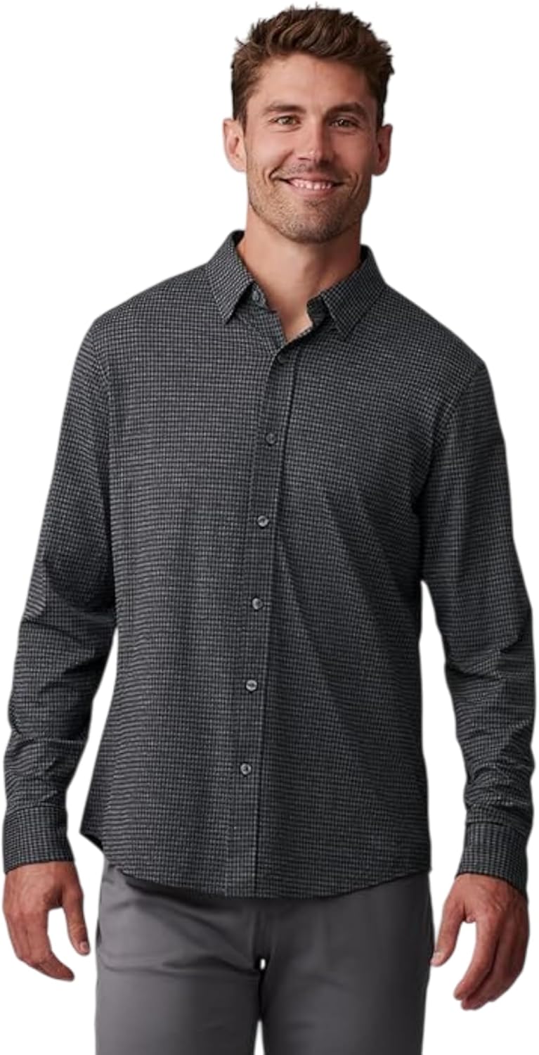 Men's Commuter Shirt, Performance Dress Shirts for Men, Machine Washable, Wrinkle Resistant, Slim Fit Button down Shirt