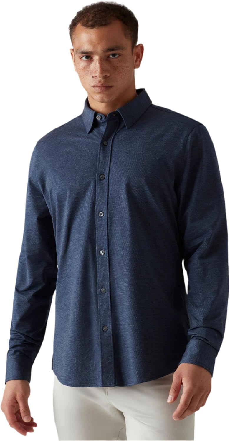 Men's Commuter Shirt, Performance Dress Shirts for Men, Machine Washable, Wrinkle Resistant, Slim Fit Button down Shirt