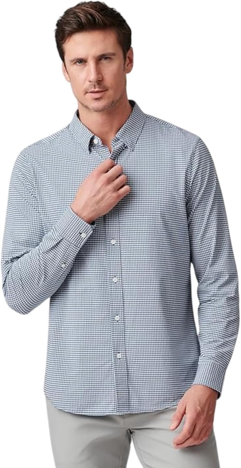 Men's Commuter Shirt, Performance Dress Shirts for Men, Machine Washable, Wrinkle Resistant, Slim Fit Button down Shirt