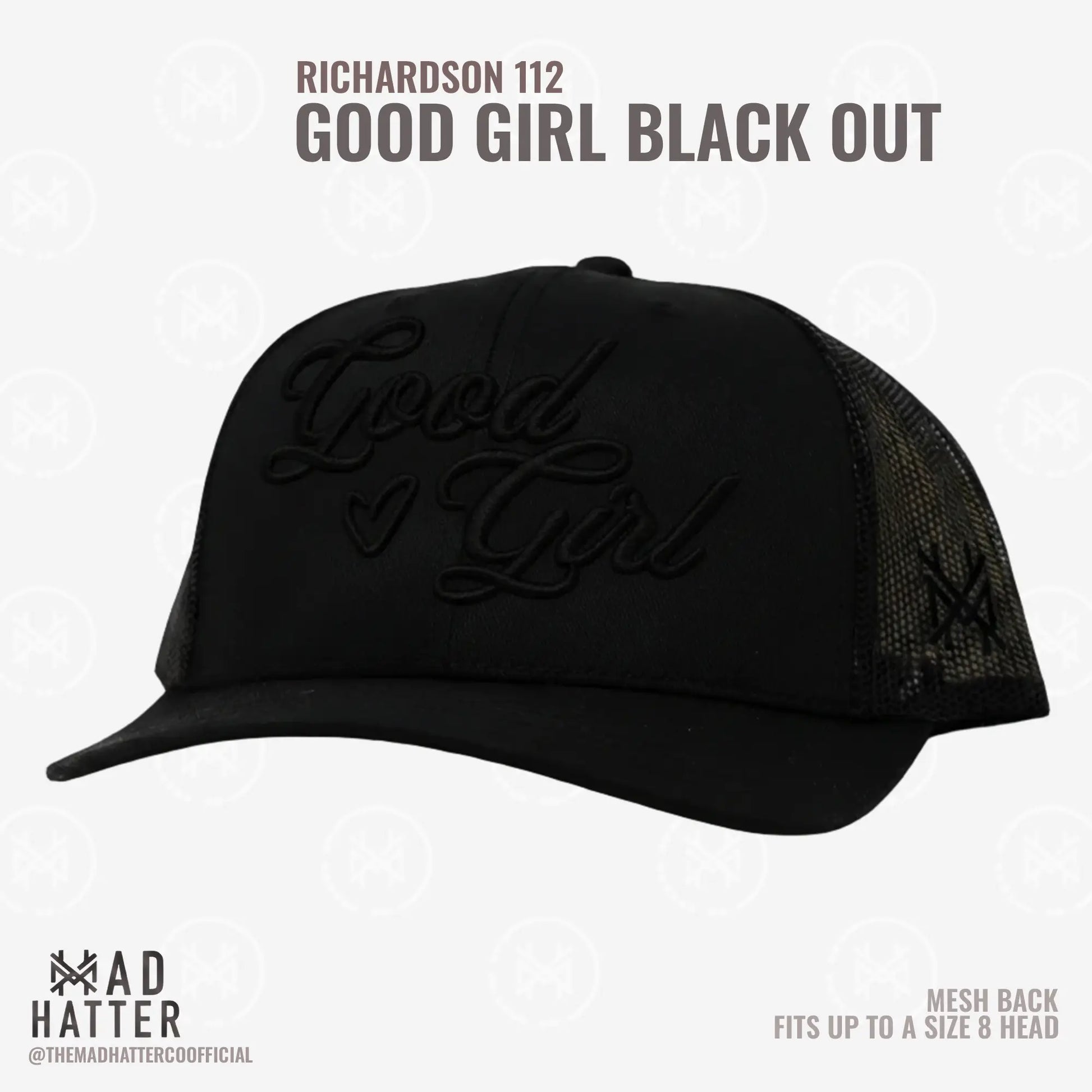 Elevate Your Style with the Good Girl 3D Puff Embroidered Trucker Hat - Adjustable Snapback for Women, Fits Up to Size 8!