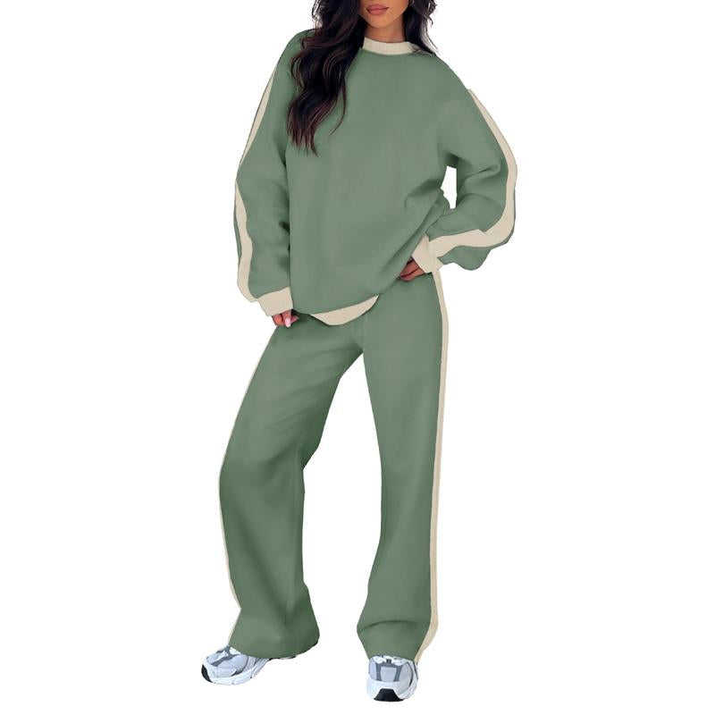Aleumdr Women'S 2 Piece Outfit Fleece Sweatsuit Casual Lounge Matching Sets Crewneck Loose Fit Cozy Sweatshirt & Straight Leg Sweatpants Womenswear - Kiki of DC Styles Store