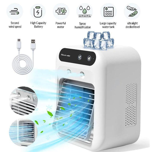 3-in-1 Portable Air Conditioner with Dual-Speed Mist Fan - Compact Cooling Solution for Travel, Office, Living Room, and Bedroom
