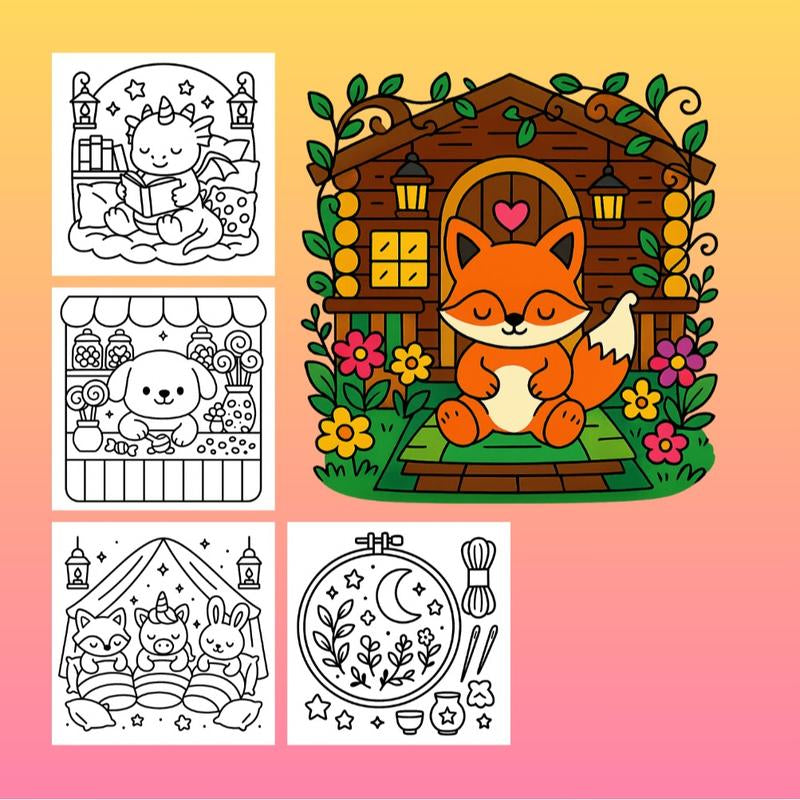 Cuddle Buddies Cute & Comfy Coloring Book for Adults Teens with Bold Easy Simple and Big Designs Artistic Guide 80 Illustrations - Kiki of DC Styles Store