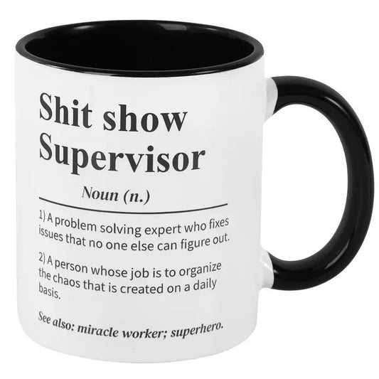 Sh*T Show Supervisor Mug, Gift for Boss, Team Manager Gift, Director Gift, Boss Appreciation Gift, 11Oz Ceramic Coffee Mug, Summer and Winter Beverage Container, Home Kitchen Supplies Drinkware Cup Tumbler Iced Coffee Cups Matcha Kit Set - Kiki of DC Styles Store