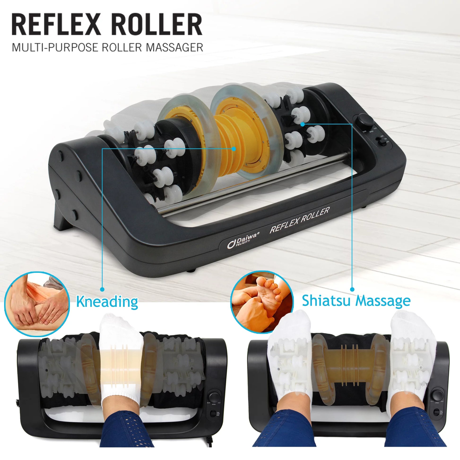 U.S. Jaclean Electric Foot Massager Calf Roller Reflexology Shiatsu Acupressure Massage Reflex Roller - Kiki of DC Styles Store