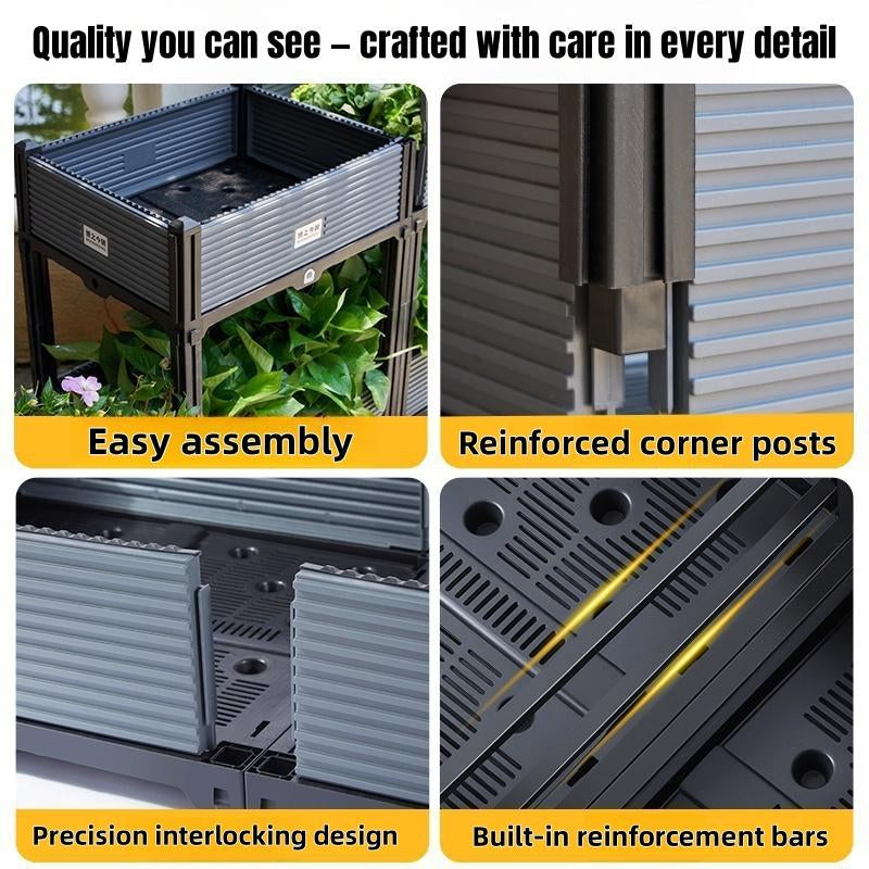 DIY Raised Garden Bed Weatherproof Stackable Planter Box for Flowers Herbs Vegetables UV Resistant Frost Proof No Tools Needed Drainage Water Storage System BPA Free Durable Materials - Kiki of DC Styles Store