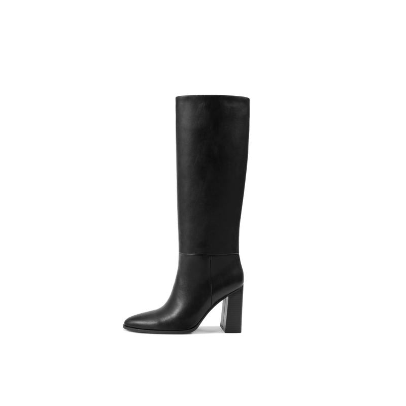 Wetkiss Pointed Toe Knee High Boots Women Chunky Heel Wide Calf Pull on Tall Boots for Work Date Dress Party Club Shoes Footwear Girl #Tiktokshopbacktoschool - Kiki of DC Styles Store