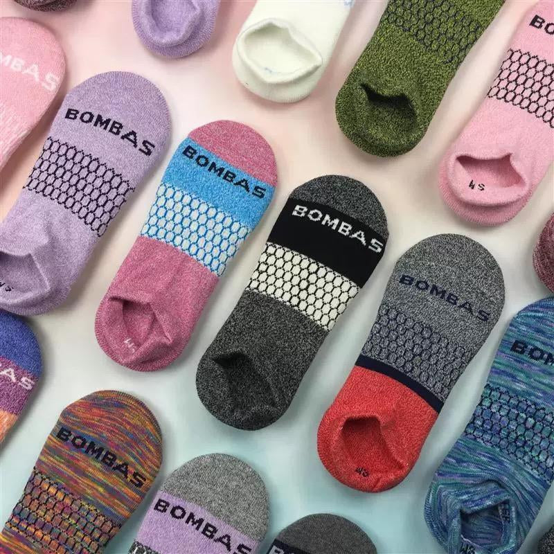 3-5 Pack Bombas Tri-Block Honeycomb Ankle Support Solid Socks for Women, Men / Multi Colors Unisex Running Socks, Seamless Toe, Compression Socks